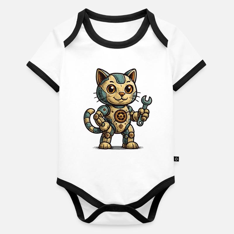 Héros mécanicien steampunk chat Body Bébé bio contrasté manches courtes