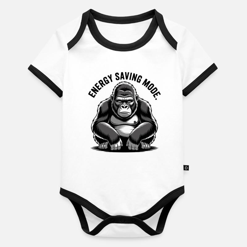 Gorilla Energy Saving Mode Organic Baby Contrasting Bodysuit