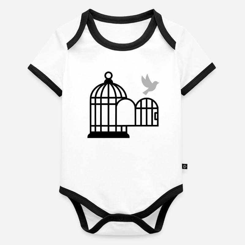 Birdcage Liberté Ouverte Body Bébé bio contrasté manches courtes