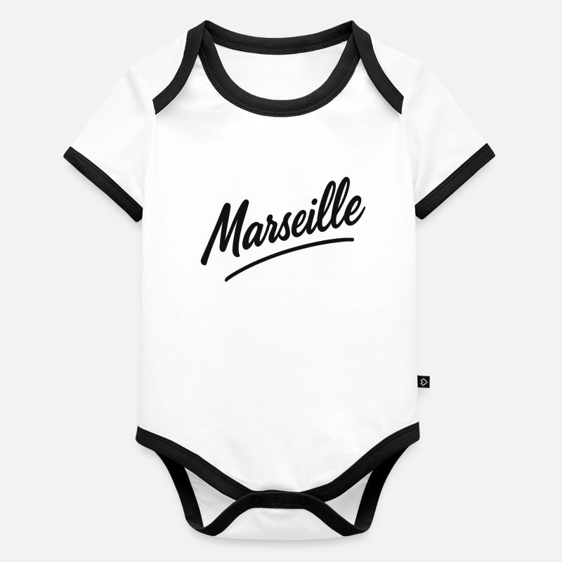 Marseille Script Schwung Baby Bio-Kurzarm-Kontrastbody