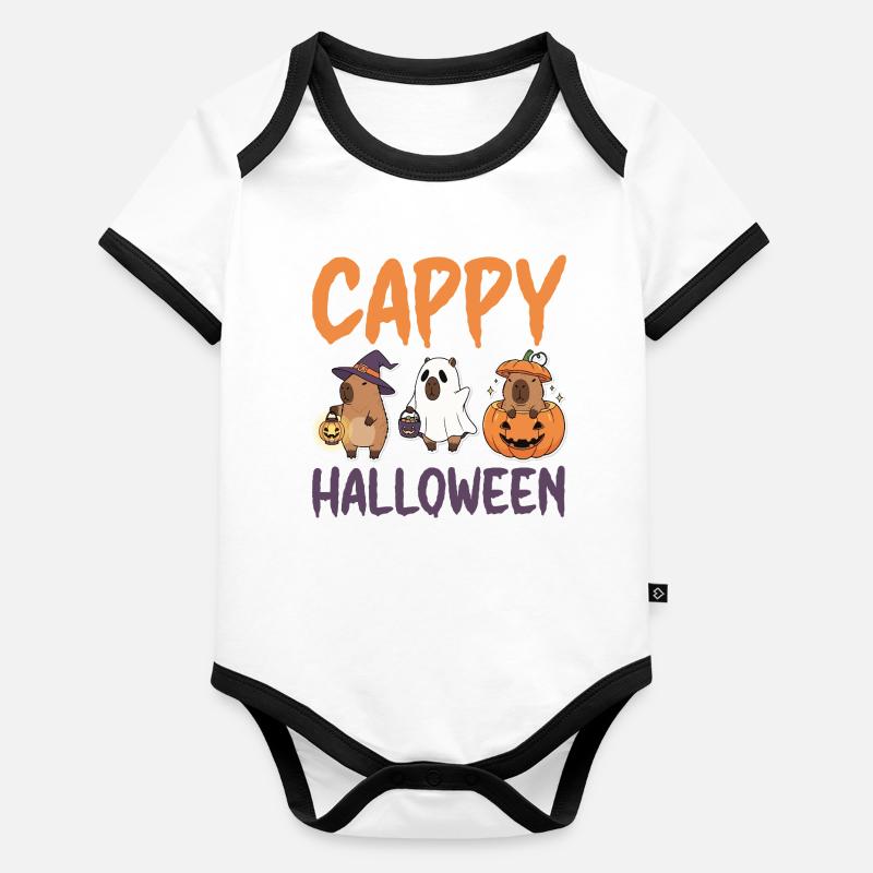 Cappy Halloween Capybaras Niedlich Lustig Tier Baby Bio-Kurzarm-Kontrastbody