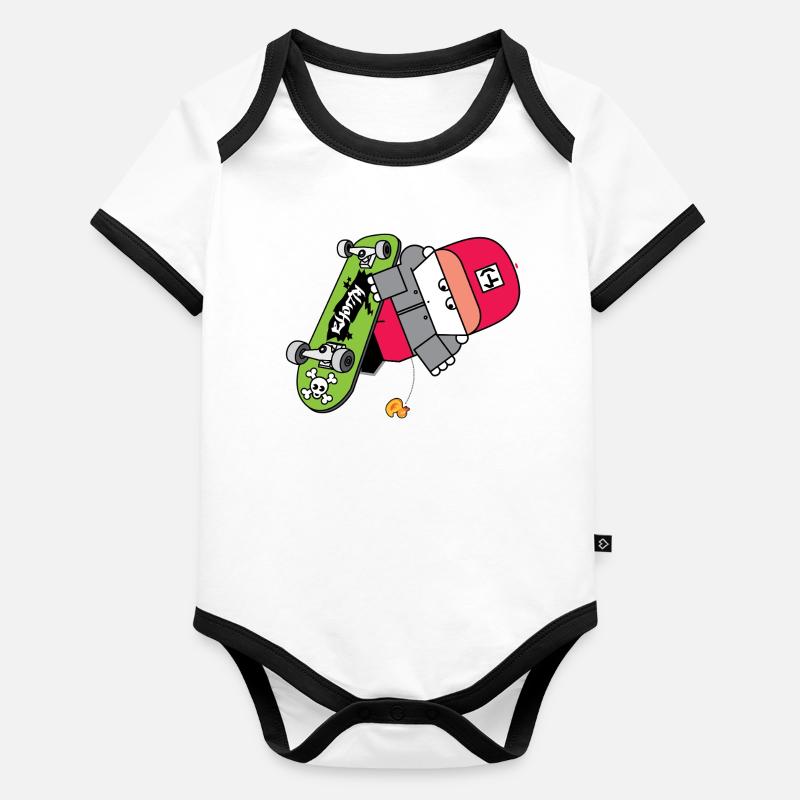 Neon Skate Panda Graphic Organic Baby Contrasting Bodysuit