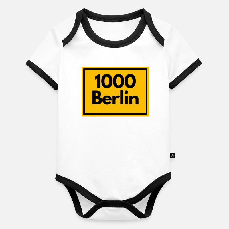 ALTE POSTLEITZAHL PLZ RETRO 1000 BERLIN HAUPTSTADT Baby Bio-Kurzarm-Kontrastbody