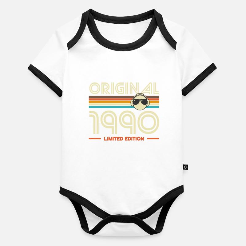 Original 1990 Edition Vintage Stripes Body Bébé bio contrasté manches courtes