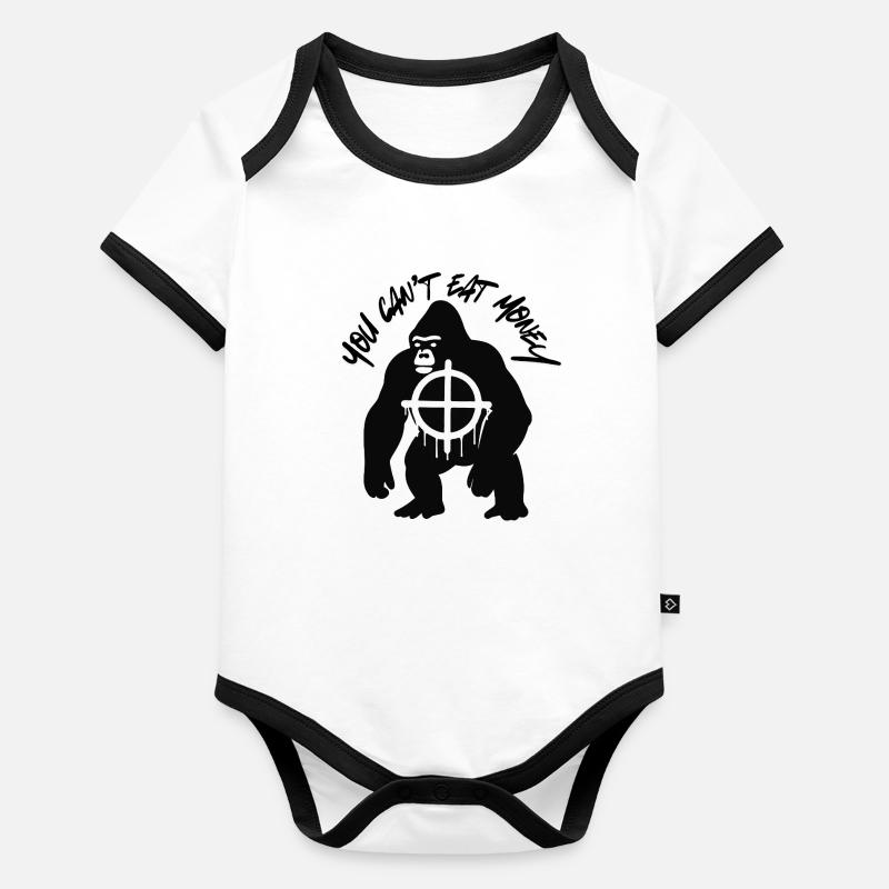 L’humain mange de l’argent mange le gorille Body Bébé bio contrasté manches courtes