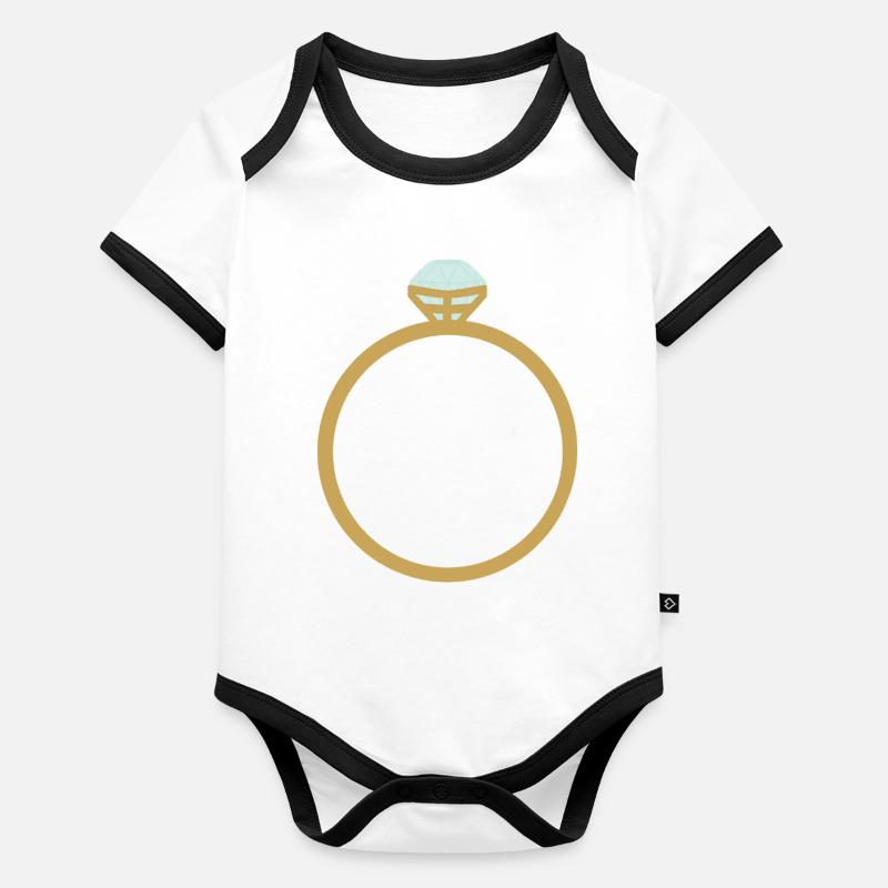 Gold Ring Icon with Diamond Organic Baby Contrasting Bodysuit