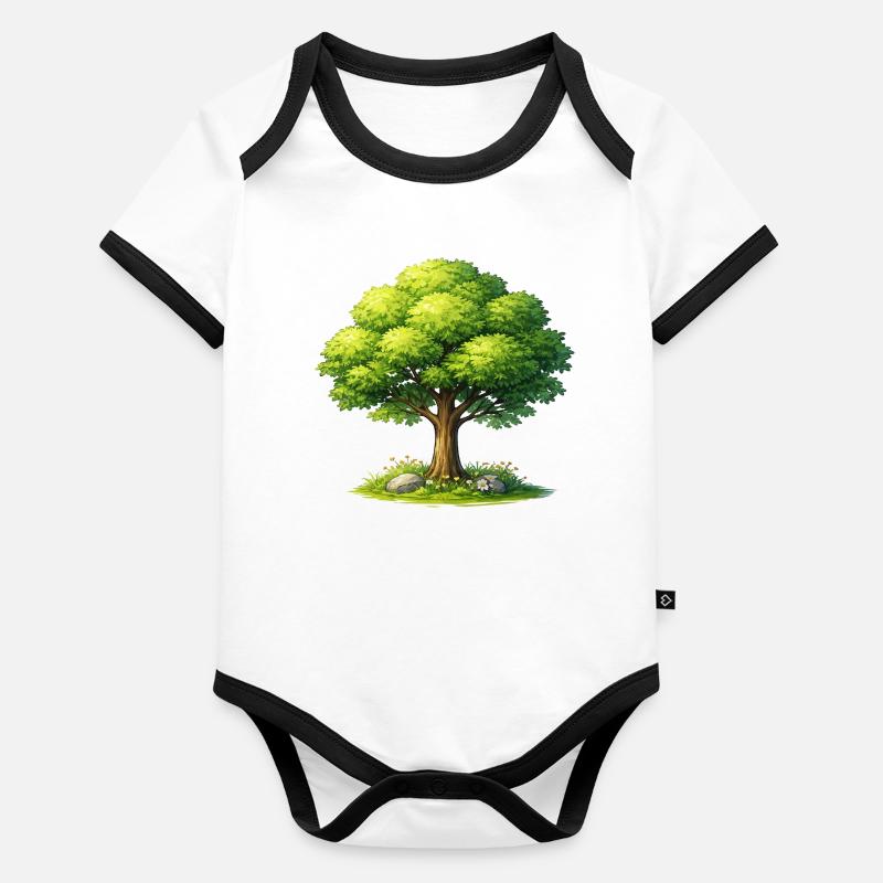 Tree in the sunlight Organic Baby Contrasting Bodysuit