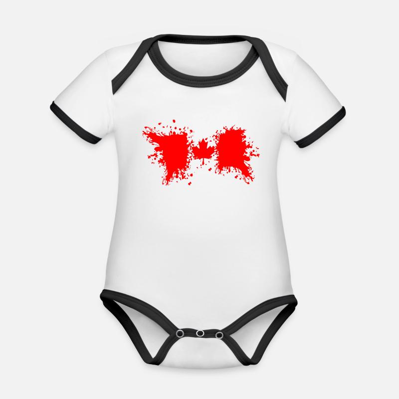 Éclaboussure de couleurs du drapeau canadien - Body Bébé bio contrasté manches courtes - blanc/noir