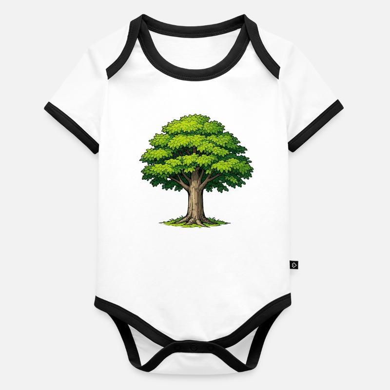 Arbre au feuillage luxuriant Body Bébé bio contrasté manches courtes