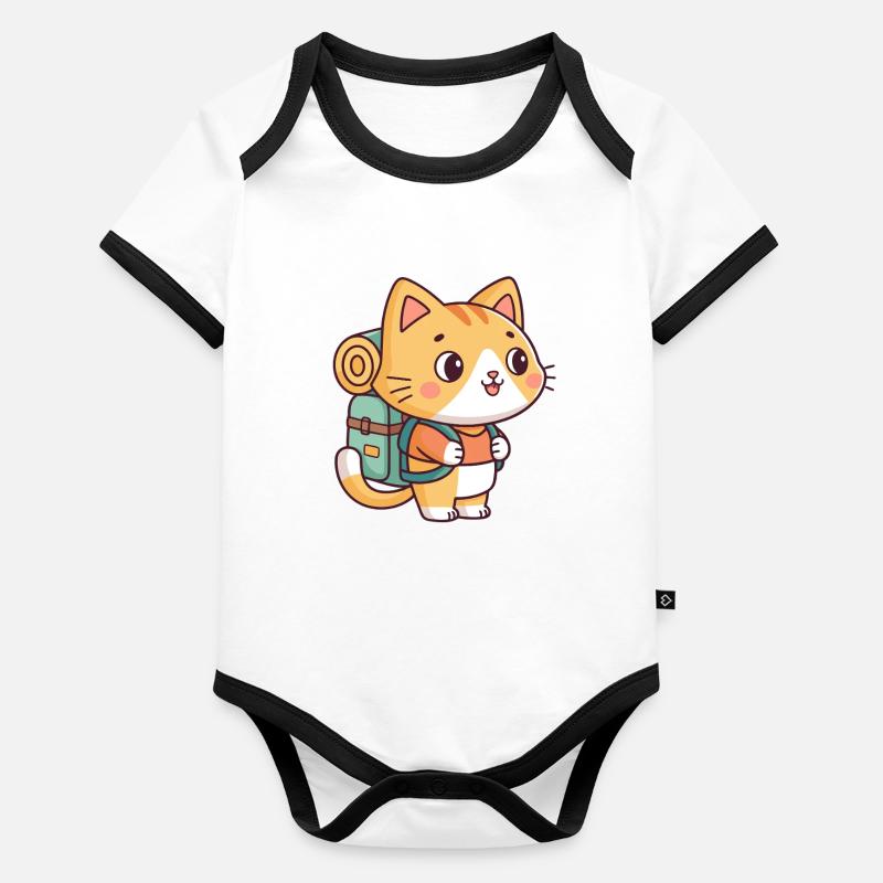 Kawaii Hiker-Kätzchen Baby Bio-Kurzarm-Kontrastbody
