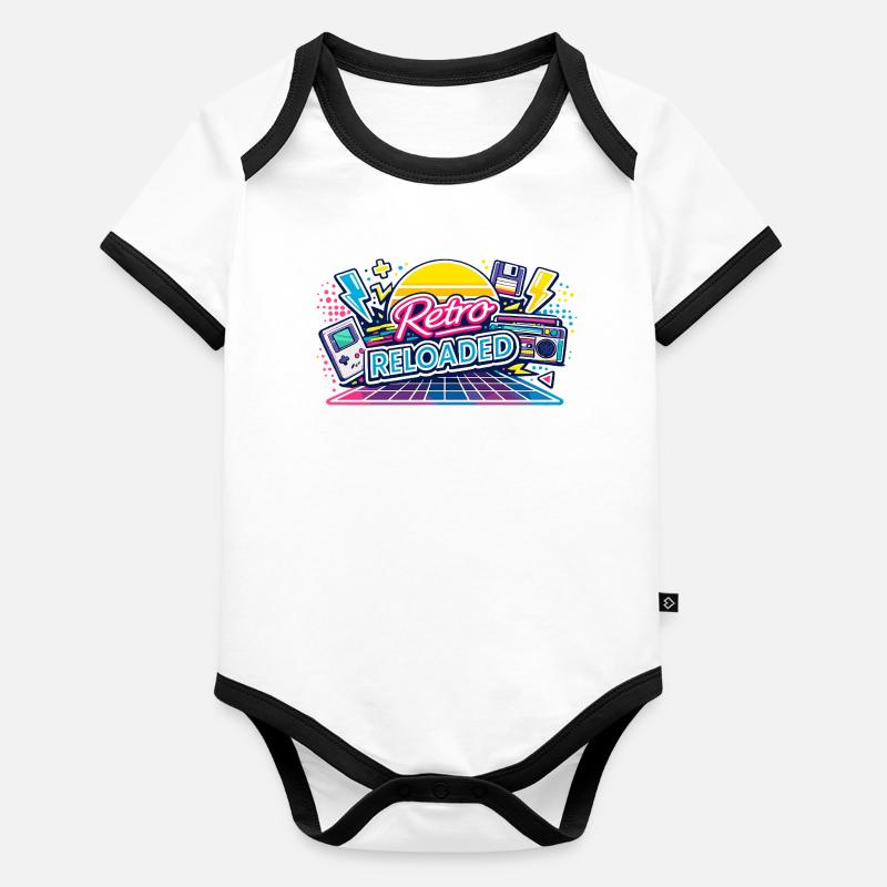 Retro Reloaded Neon Grid Organic Baby Contrasting Bodysuit