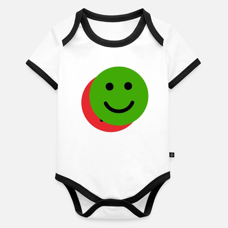 Overlapping Face Green-Red Organic Baby Contrasting Bodysuit