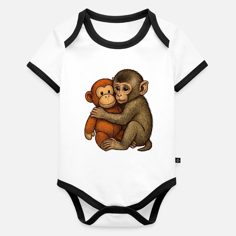 Monkey Hug Friendship Organic Baby Contrasting Bodysuit