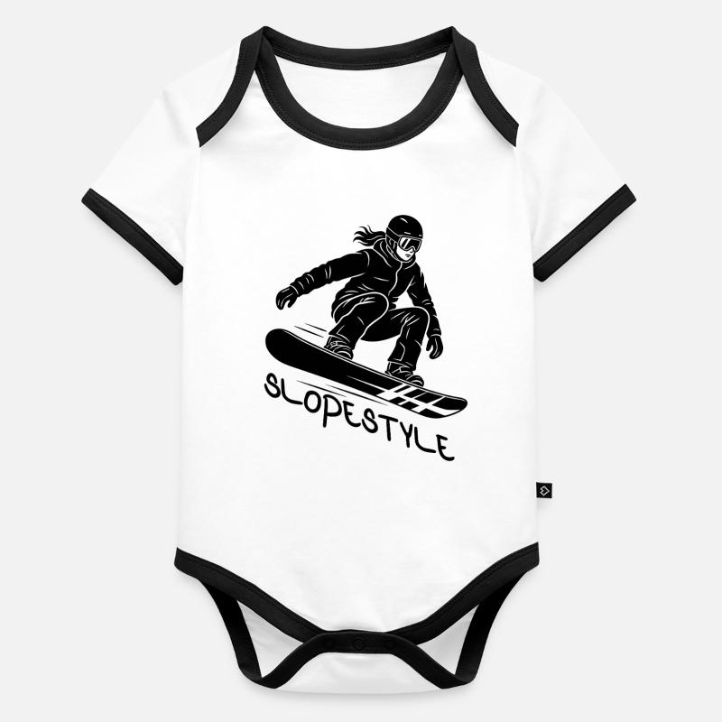 Slopestyle Snowboard Action Gift Organic Baby Contrasting Bodysuit