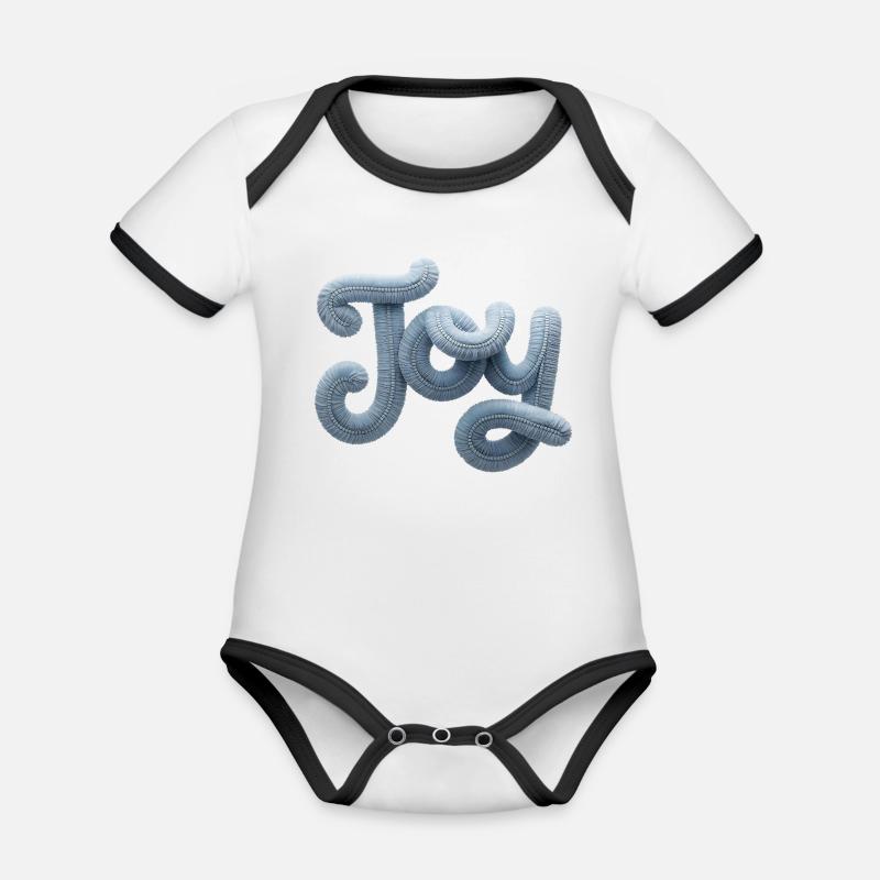 Joy Moderner Patchwork Look - Baby Bio-Kurzarm-Kontrastbody - Weiß/Schwarz