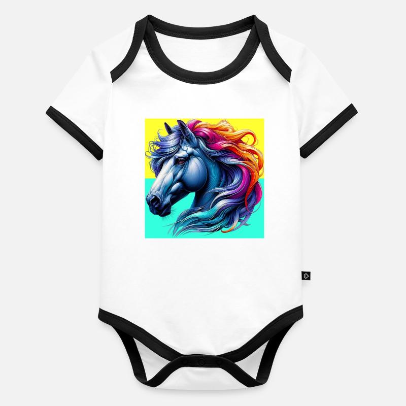 cheval Body Bébé bio contrasté manches courtes