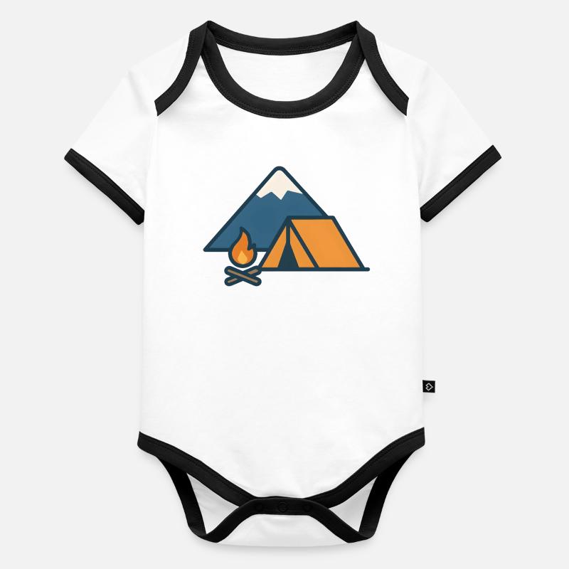 Mountain Camping Tent Campfire Organic Baby Contrasting Bodysuit