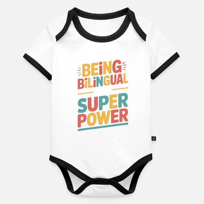 Fremdsprache Sprüche Lustige Fremdsprache Geschenk Baby Bio-Kurzarm-Kontrastbody