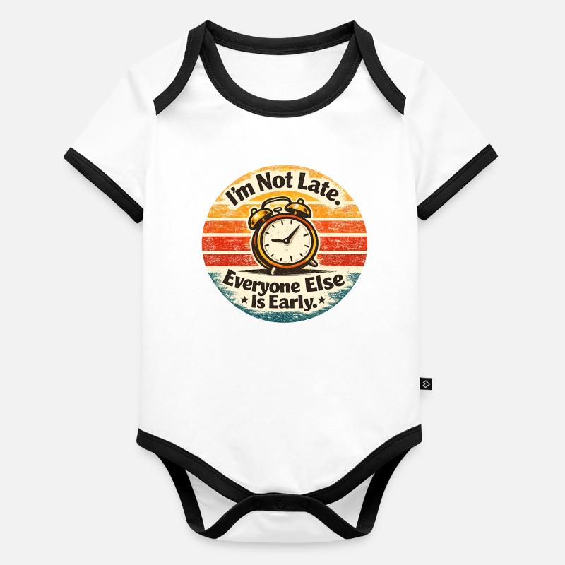 Pünktlichkeits-Wecker Retro Baby Bio-Kurzarm-Kontrastbody