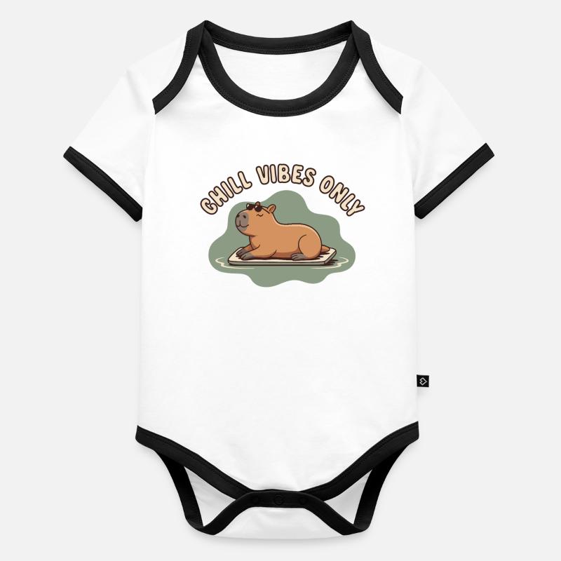 Ambiance détendue : Juste du capybara Watershine Body Bébé bio contrasté manches courtes