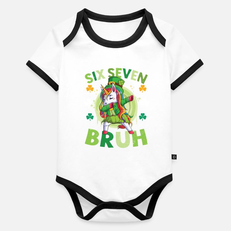 Einhorn-St. Patrick's Day Baby Bio-Kurzarm-Kontrastbody