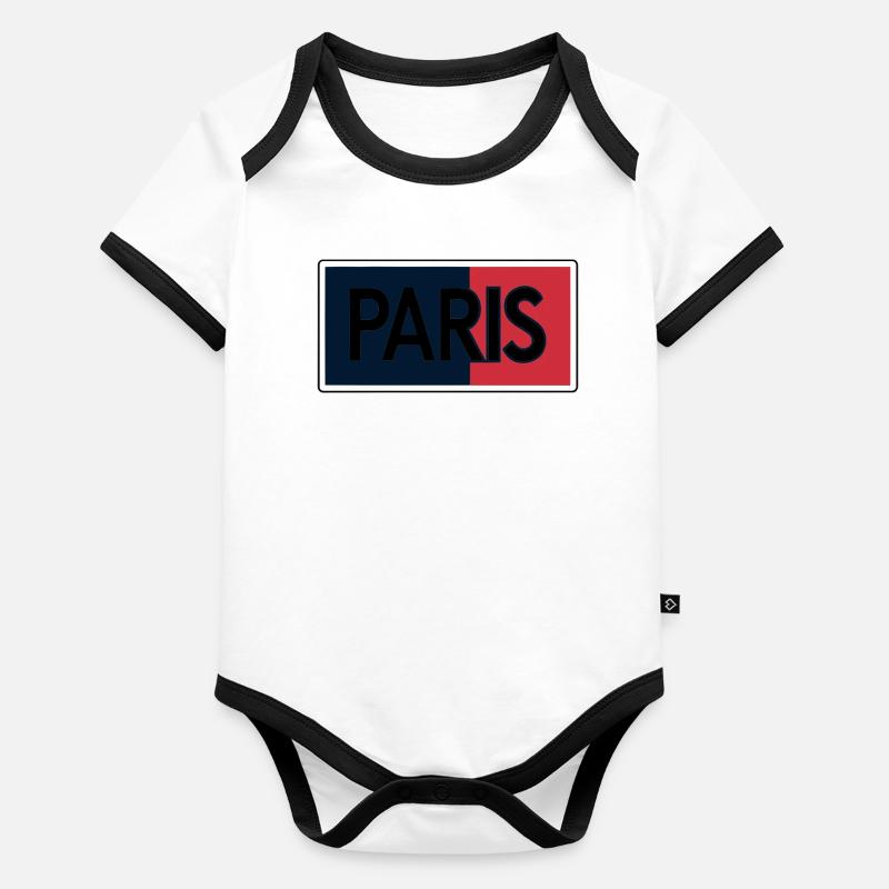 Pariser Flagge Split-Typografie Baby Bio-Kurzarm-Kontrastbody