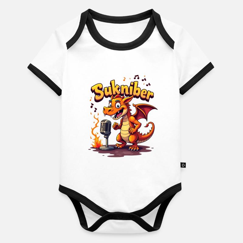 Sukniber Drachenrapper Baby Bio-Kurzarm-Kontrastbody