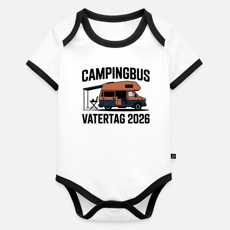 Campingbus Papa Vatertag Geschenk 2026 Baby Bio-Kurzarm-Kontrastbody