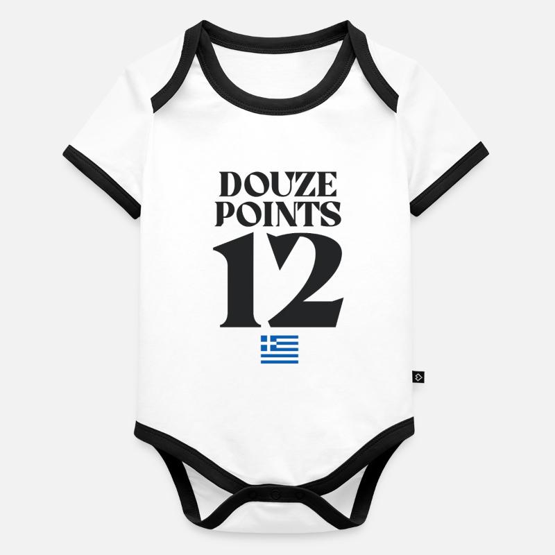 Douze Points 12 Grèce Euroviation Body Bébé bio contrasté manches courtes