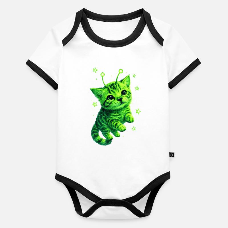 Alien Cat Body Bébé bio contrasté manches courtes