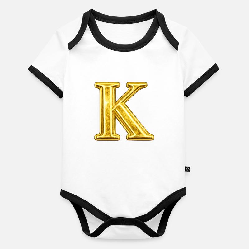 Monogramme d’or K Body Bébé bio contrasté manches courtes