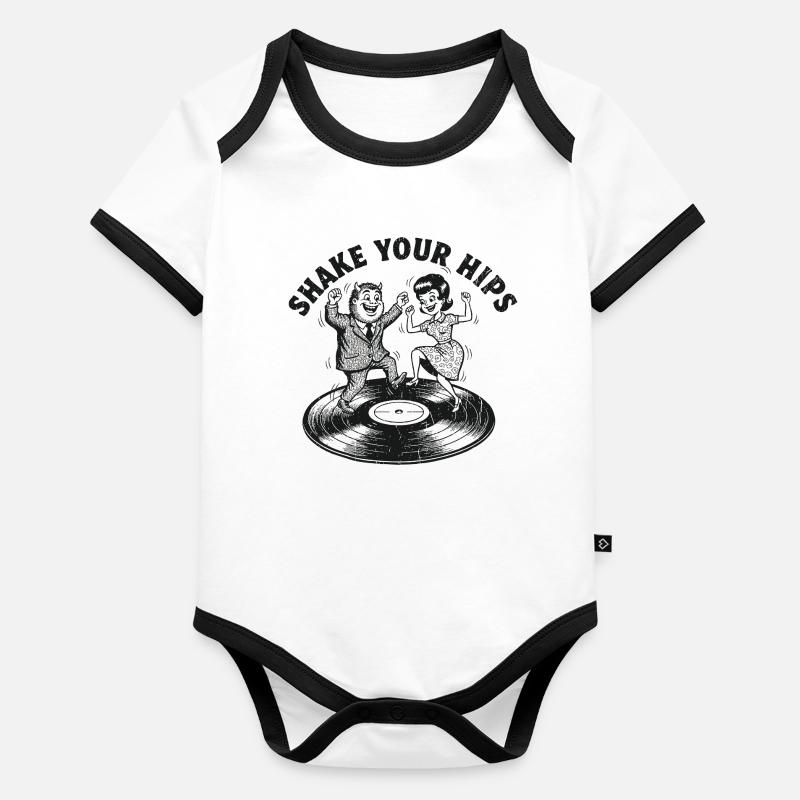 Shake Your Hips Vinyl Dance Baby Bio-Kurzarm-Kontrastbody
