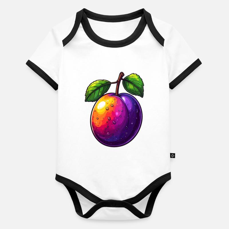 Pflaume Baby Bio-Kurzarm-Kontrastbody