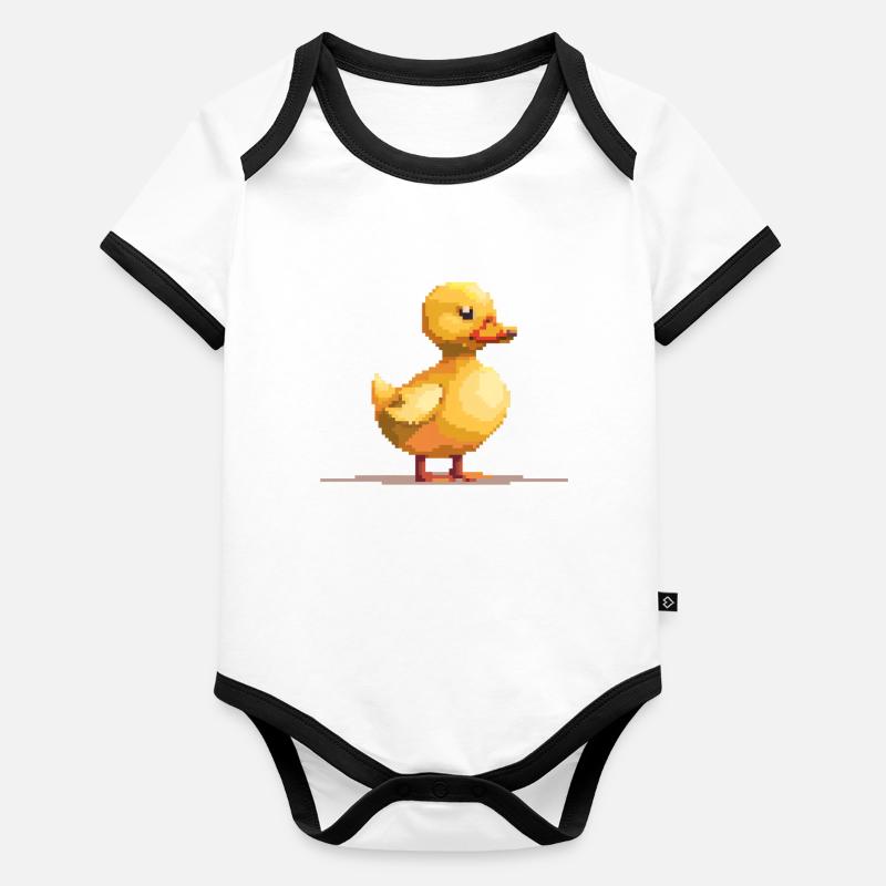 Pixel Duck Body Bébé bio contrasté manches courtes