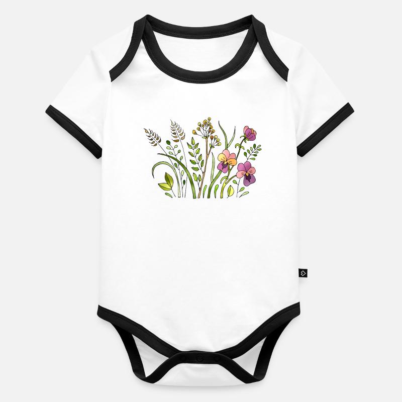 Fleur - Body Bébé bio contrasté manches courtes - 