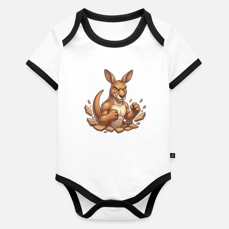 Powerful kangaroo in the rock quarry Organic Baby Contrasting Bodysuit