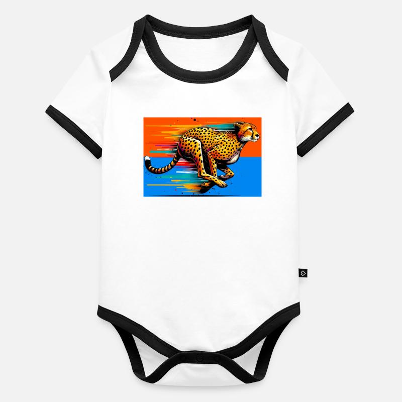 guépard Body Bébé bio contrasté manches courtes