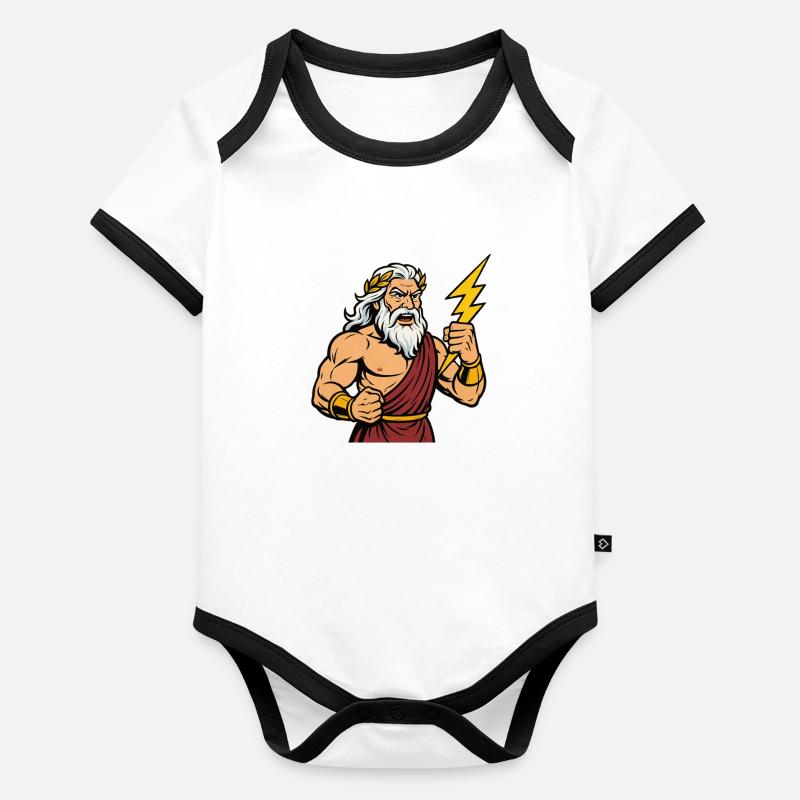 Zeus Cartoon Baby Bio-Kurzarm-Kontrastbody