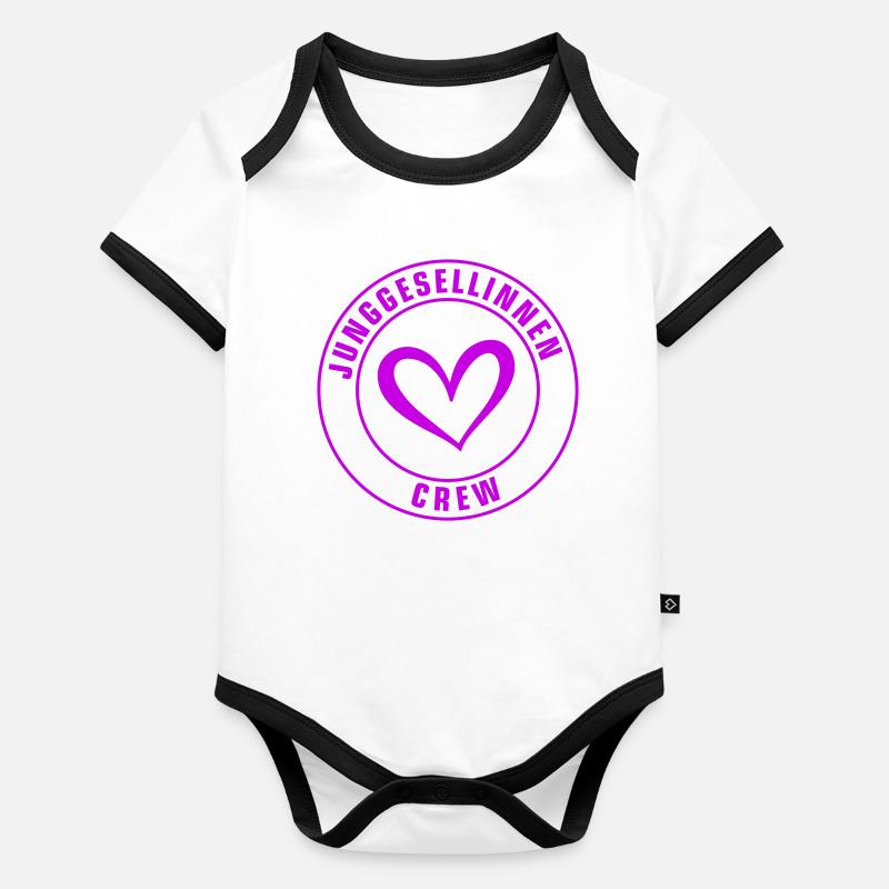 Hen Party Crew Heart Organic Baby Contrasting Bodysuit