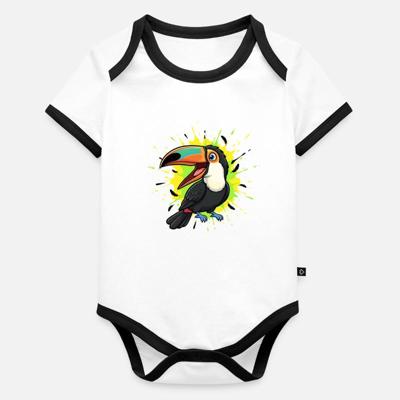 Éclaboussures colorées de toucans Body Bébé bio contrasté manches courtes