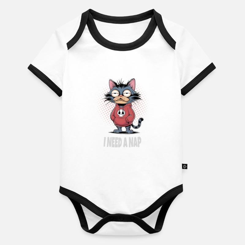 I Need A Nap Tired Cat Organic Baby Contrasting Bodysuit