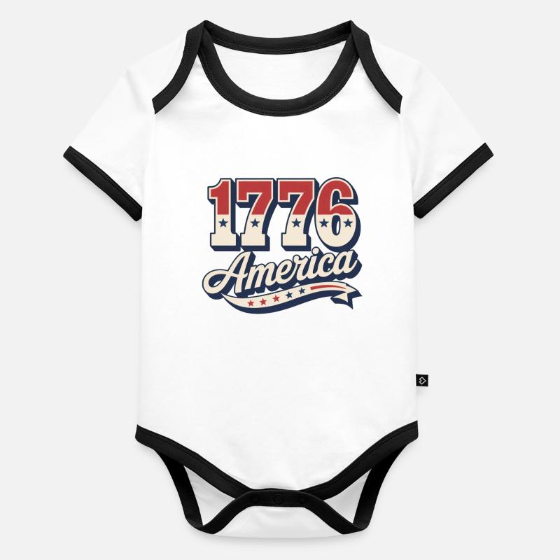 1776 America  Baby Bio-Kurzarm-Kontrastbody