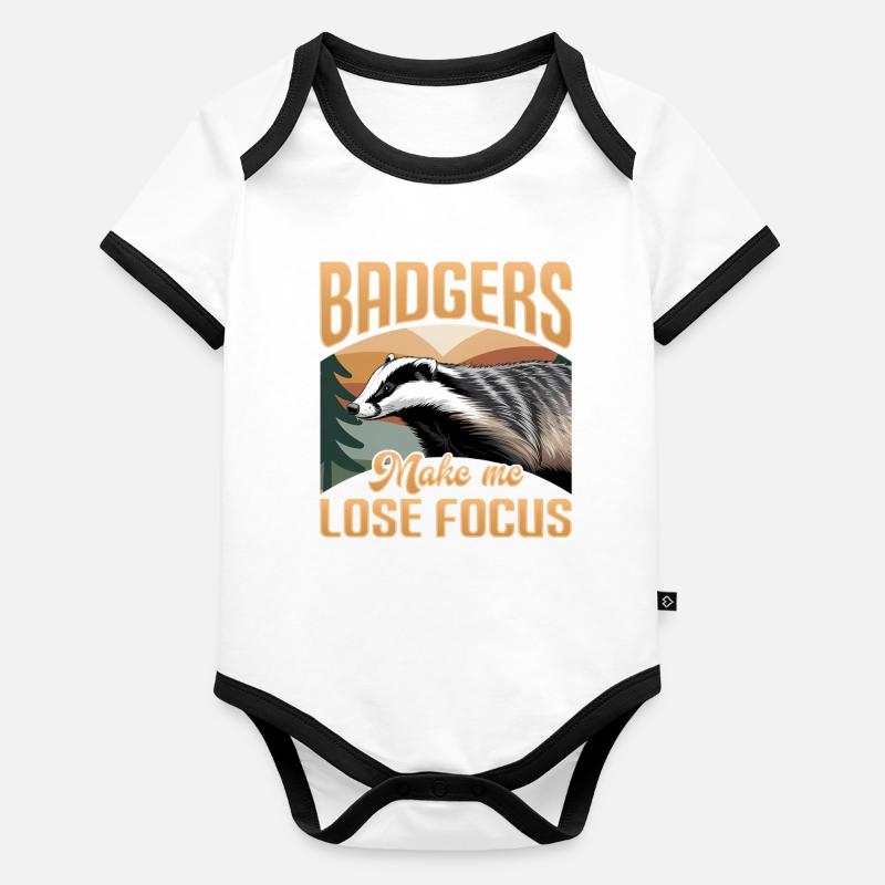 Funny Animal Badger Organic Baby Contrasting Bodysuit