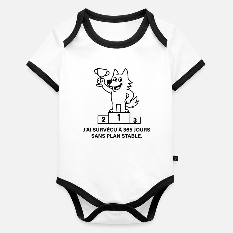 Loup vainqueur sans plan stable Body Bébé bio contrasté manches courtes