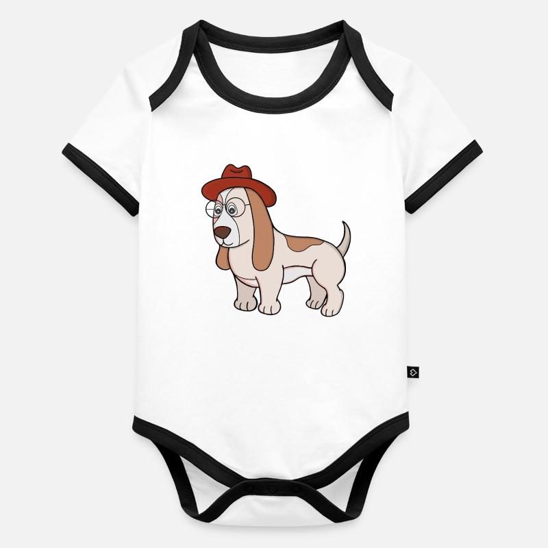 Glasses Beagle avec Fedora Body Bébé bio contrasté manches courtes