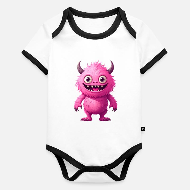 Pink Monster Organic Baby Contrasting Bodysuit