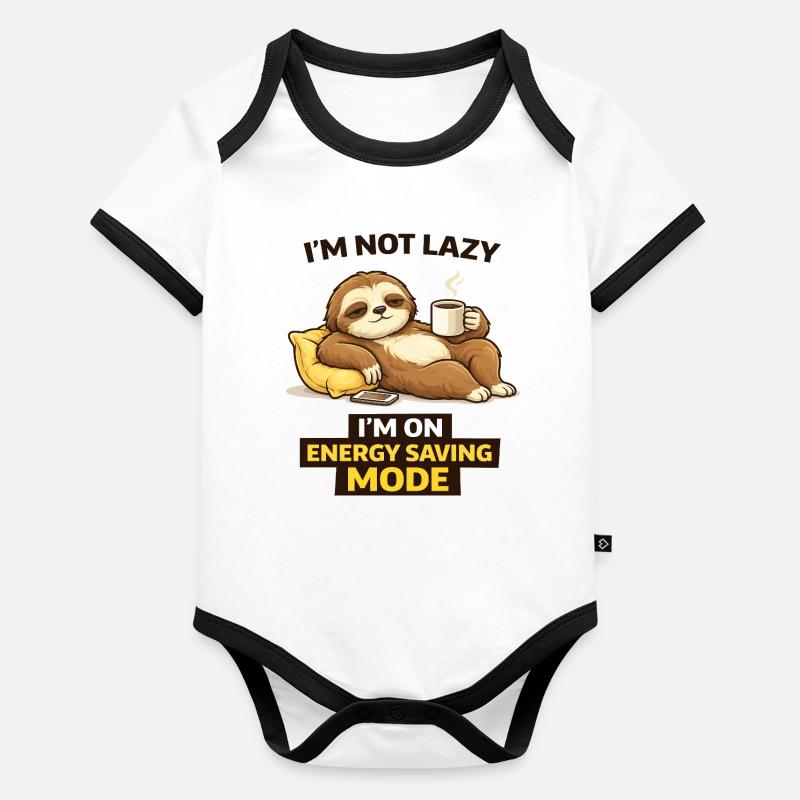Sloth in Energy Saving Mode Organic Baby Contrasting Bodysuit