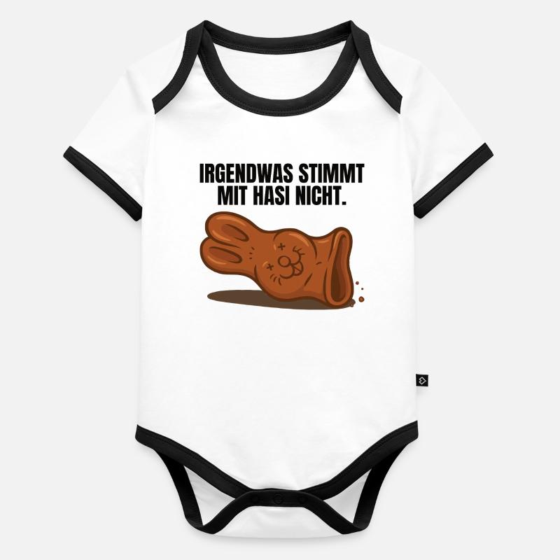 Irgendwas stimmt mit Hasi nicht Ostern Baby Bio-Kurzarm-Kontrastbody