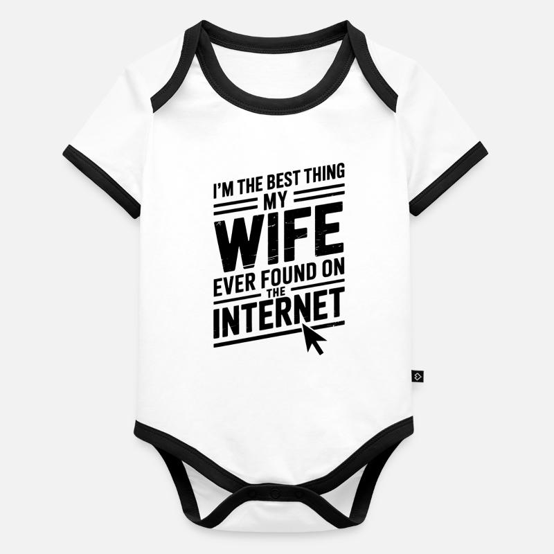 Ehemann Wife Internet Sprüche: Lustiges Geschenk Baby Bio-Kurzarm-Kontrastbody
