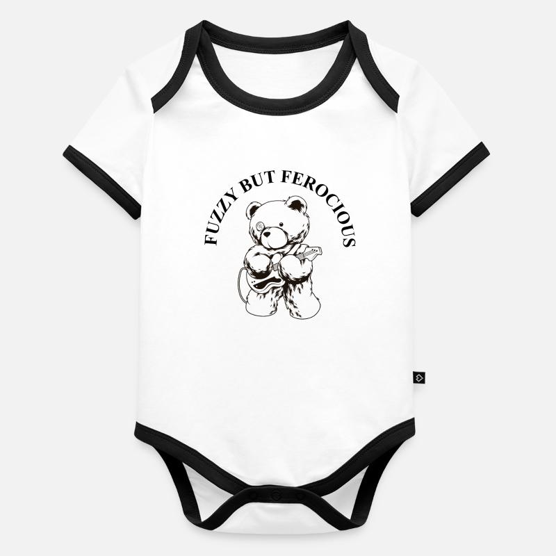 Pelucheux mais féroce – Diction Bear Rock Body Bébé bio contrasté manches courtes
